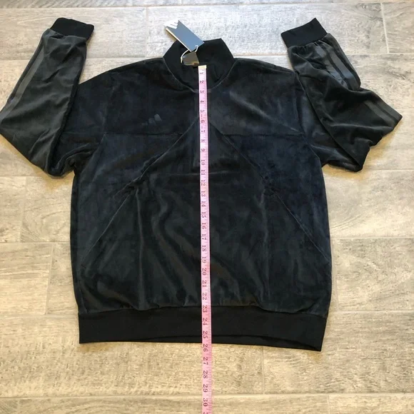 Adidas VELOUR Half Zip Track Sportswear Retro Black Sweater Men’s Size M or L - Picture 12 of 12